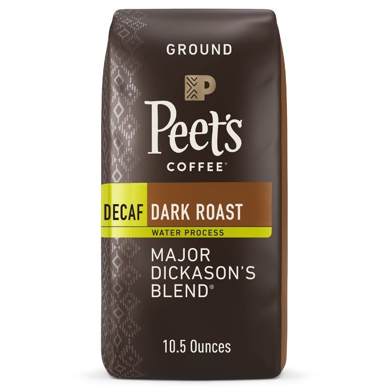 Photo 1 of * FRESHEST BY 2/15/24 * Peet's Coffee, Dark Roast Decaffeinated Ground Coffee - Decaf Major Dickason's Blend 10.5 Ounce Bag Decaf Major Dickason's 10.5 Ounce (Pack of 1)