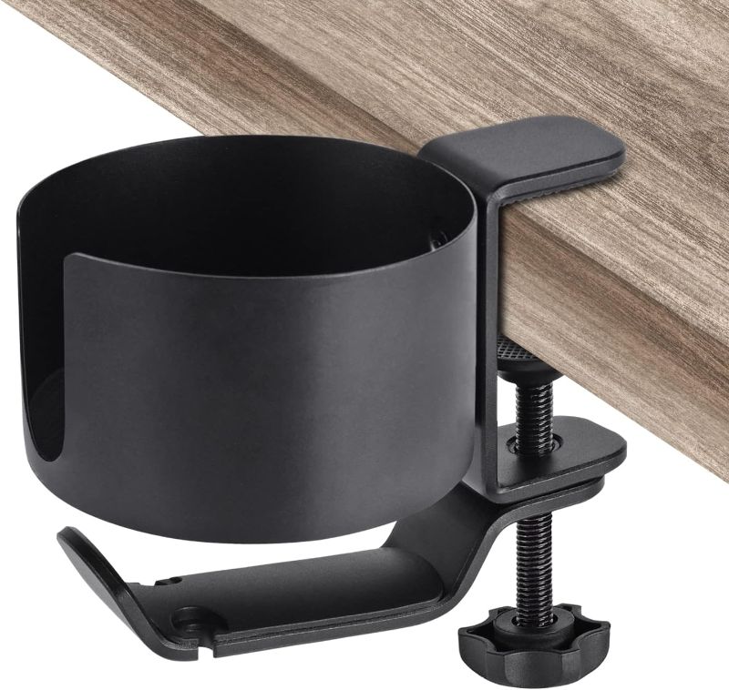 Photo 1 of Desk Cup Holder with Headphone Hanger for Desk in Home, Anti-Spill Cup Holder for Desk, Table Cup Holder for Water Bottles, Wheelchairs, Workstations, Gaming Desk Accessories