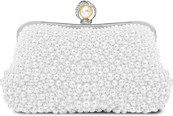 Photo 1 of Pearl Clutch Women's Beaded Purse Formal Wedding Bridal Evening Clutch