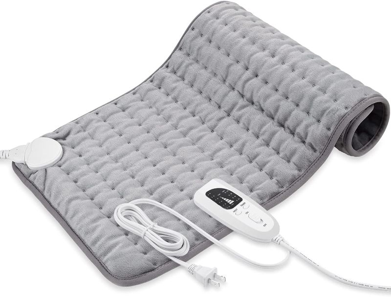 Photo 1 of Heating Pad - Electric Heating Pads - Hot Heated Pad for Back Pain Muscle Pain Relieve - Dry & Moist Heat Option - Auto Shut Off Function (Light Gray, 12''x24'')