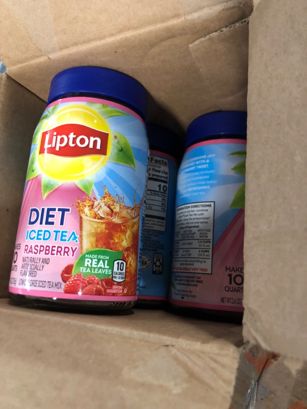 Photo 3 of * BEST BUY DATE , 11/24/24 * Lipton Diet Iced Tea Mix, Decaf Tea, Raspberry, 2.6 Oz Pack of 4 (Package may vary) Diet Raspberry