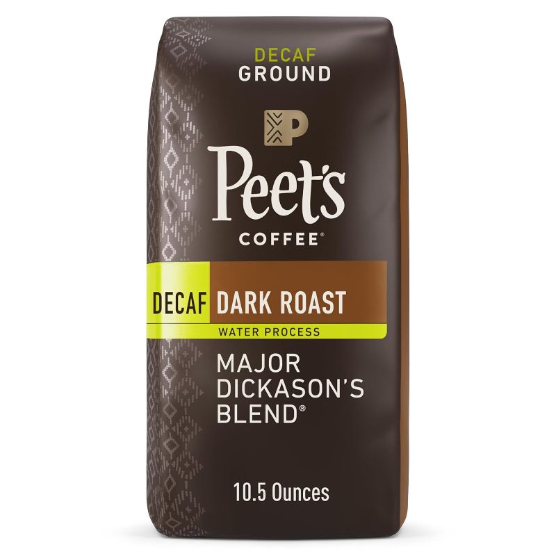 Photo 1 of  * 2 PACKS , FRESHEST BY DATE, 2/15/24 *  Peet's Coffee, Dark Roast Decaffeinated Ground Coffee - Decaf Major Dickason's Blend 10.5 Ounce Bag