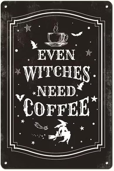 Photo 1 of * 2 PACK * Even Witches Need Coffee - 12x8 Inch Witch Kitchen Decor, 