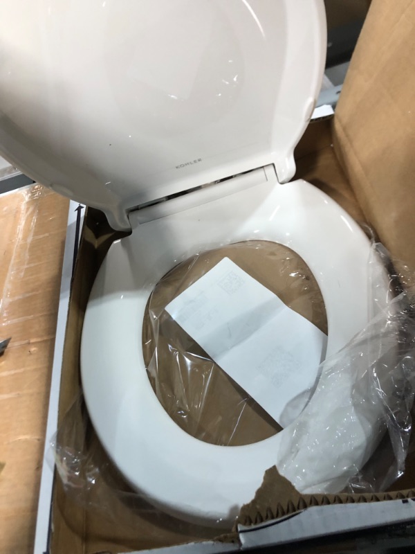 Photo 2 of 
KOHLER 4648-0 Stonewood Toilet Seat Round,Wood Toilet Seat, Round Toilet Seats for Standard Toilets, Toilet Lid with Color-Matched Plastic Hinges, White