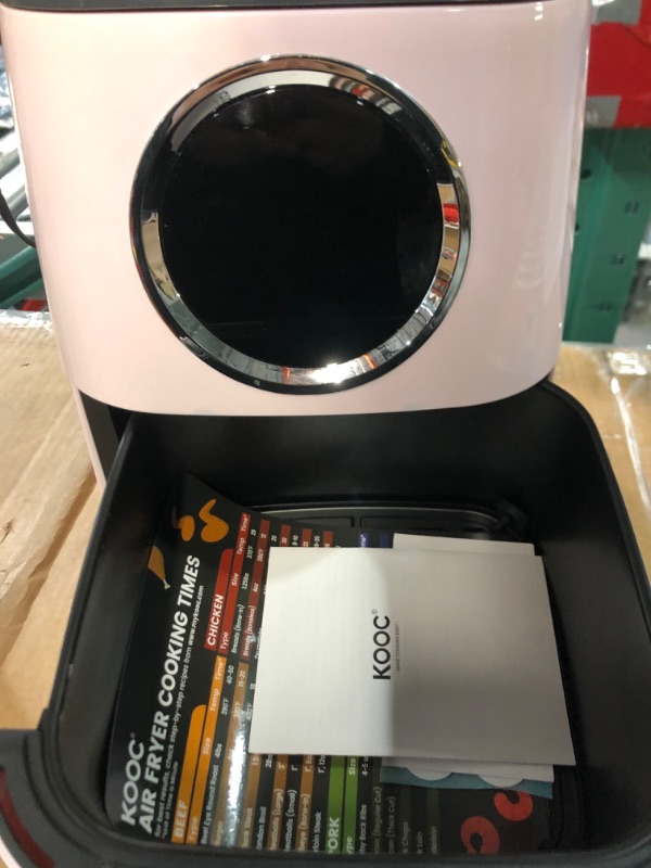 Photo 1 of [NEW] KOOC Large Air Fryer, 4.5-Quart Electric Hot Oven Cooker, Free Cheat Sheet for Quick Reference Guide, LED Touch Digital Screen, 8 in 1, Customized Temp/Time, Nonstick Basket, Pink 4.5 Quart Pink - Upgraded