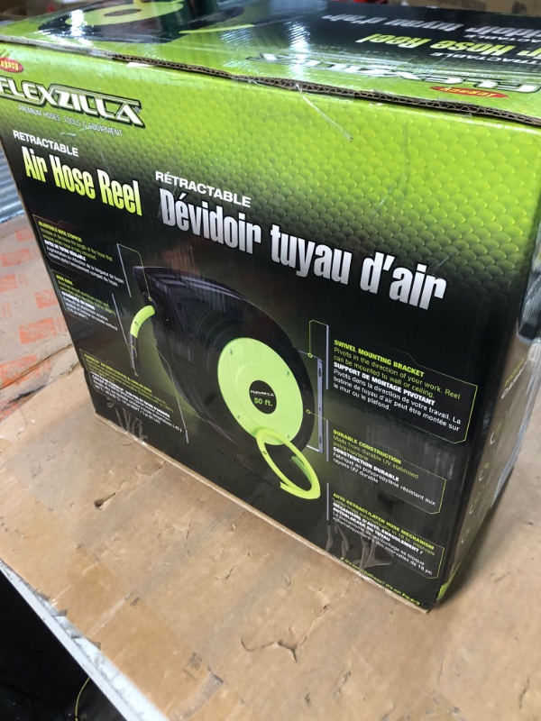 Photo 4 of Flexzilla Retractable Enclosed Plastic Air Hose Reel, 3/8 in. x 50 ft., Heavy Duty, Lightweight, Hybrid, ZillaGreen - L8250FZ