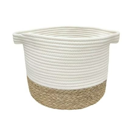 Photo 1 of allen + roth Rope and sea grass 12-in W x 9.5-in H x 12-in D Beige and Natural Sea Grass Basket