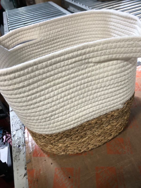 Photo 1 of allen + roth Rope and sea grass 12-in W x 9.5-in H x 12-in D Beige and Natural Sea Grass Basket