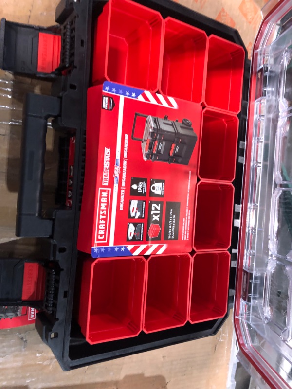 Photo 2 of 17" Heavy Duty Interlocking Organizer with Clear Lid for Storage and Tool Organization - with 12 Removable Caps