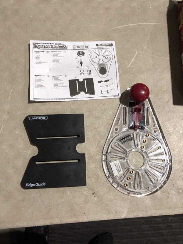 Photo 3 of ***USED - MISSING MOST OF THE PARTS - SEE PICTURES***
Milescraft 1224 Edge & Mortise Guide - Universal Router Guide for Straight or Cylindrical Edges - Built in Mortise Guide