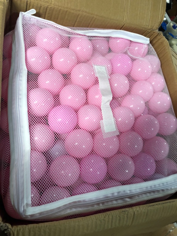 Photo 1 of Amazon Basics BPA Free Crush-Proof Plastic Ball Pit Balls with Storage Bag, Toddlers Kids 12+ Months, 6 Pastel Colors - Pack of 400 6 Pastel Colors 400 Balls