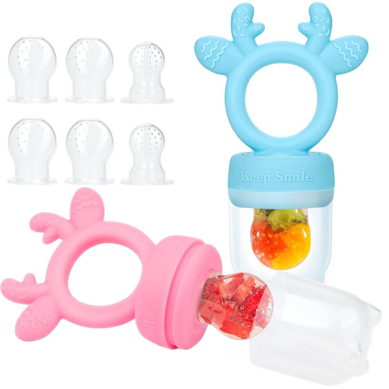 Photo 1 of * 2 PACK * SHARE&CARE Fresh Food Feeder Pacifier (2 Pack) Includes 3 Sizes Replaceable Silicone Pouches Food Grade Silicone Fresh Fruit Feeders 