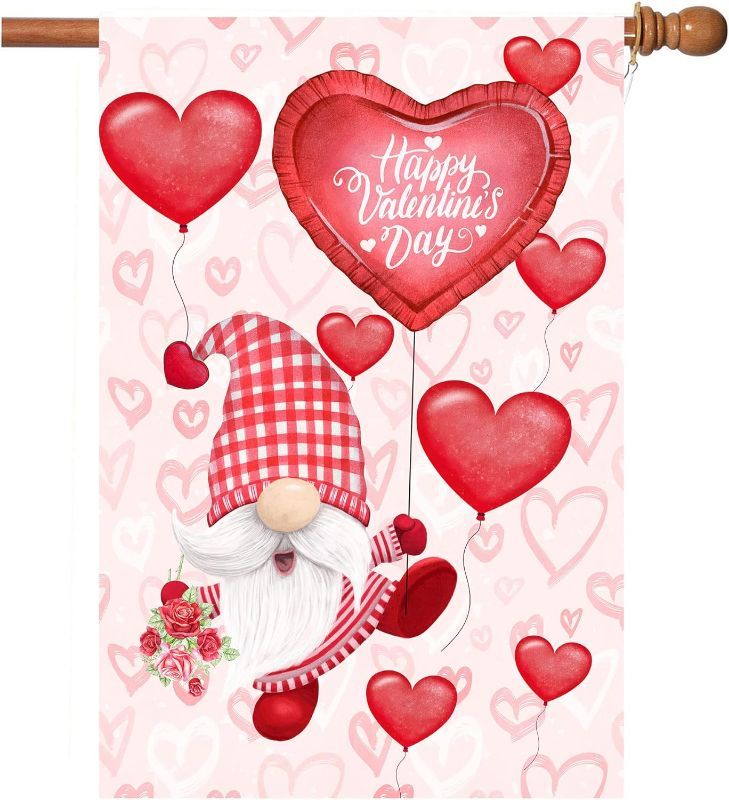 Photo 1 of  * SET OF TWO, NO RETURNS* Akeydeco Valentine's Day Flag,28x40 Inch Valentine's Heart Garden Flag Double Sided Printing Valentine Flags for Your Valentine's Day Decoration