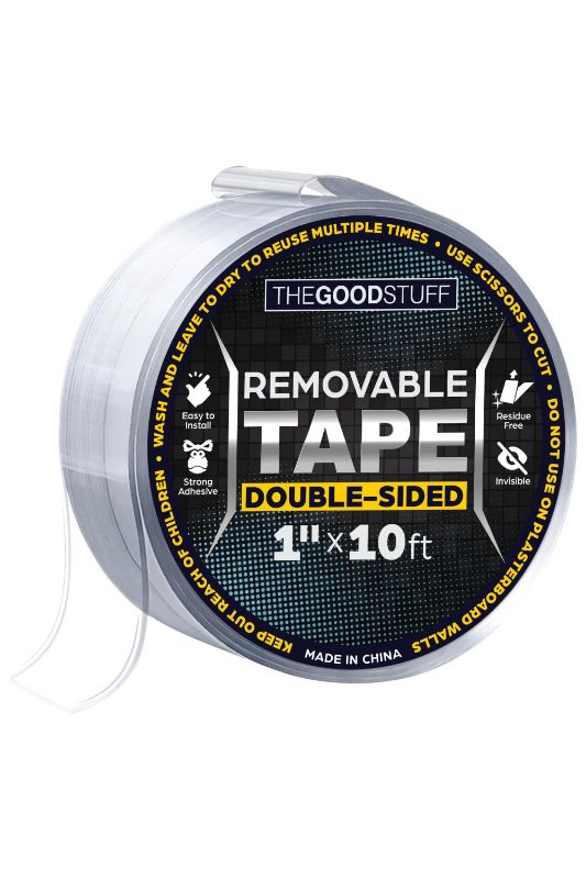 Photo 1 of * 2 PACK, NO RETURNS * Double Sided Tape Heavy Duty [1" x10ft'] Transparent Nano Tape for Mounting - Reusable 2-Sided Mounting Tape - Caution This Tape is Strong - NOT for Painted Walls 1"x10ft