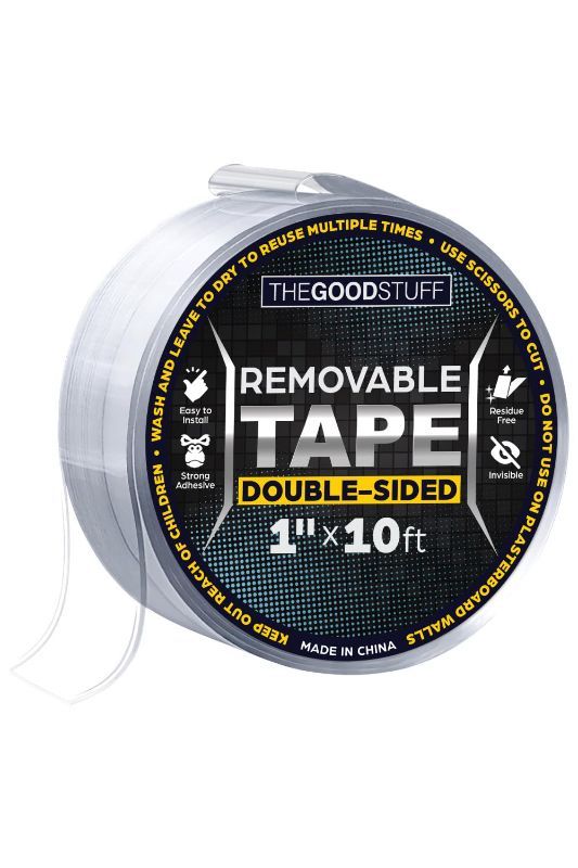 Photo 1 of * 3 PACK, NO RETURNS * Double Sided Tape Heavy Duty [1" x10ft'] Transparent Nano Tape for Mounting - Reusable 2-Sided Mounting Tape - Caution This Tape is Strong - NOT for Painted Walls 1"x10ft