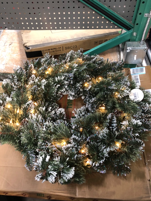 Photo 2 of (READ FULL POST) National Tree Company Pre-Lit Artificial Christmas Wreath, Green, Glittery Bristle Pine, White Lights, 30 Inches