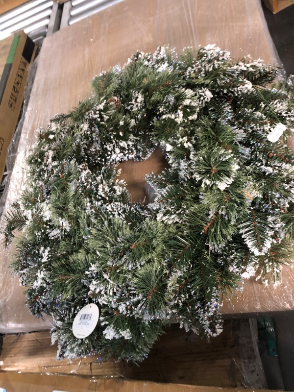 Photo 3 of (READ FULL POST) National Tree Company Pre-Lit Artificial Christmas Wreath, Green, Glittery Bristle Pine, White Lights, 30 Inches