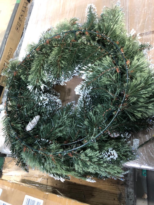 Photo 4 of (READ FULL POST) National Tree Company Pre-Lit Artificial Christmas Wreath, Green, Glittery Bristle Pine, White Lights, 30 Inches