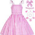 Photo 1 of **STOCK IMAGE IS A REFERENCE ONLy**  GZ-LAOPAITOU Girls Pink Cosplay Costume Princess Dress Up Kids Birthday Party Halloween Costume (M)