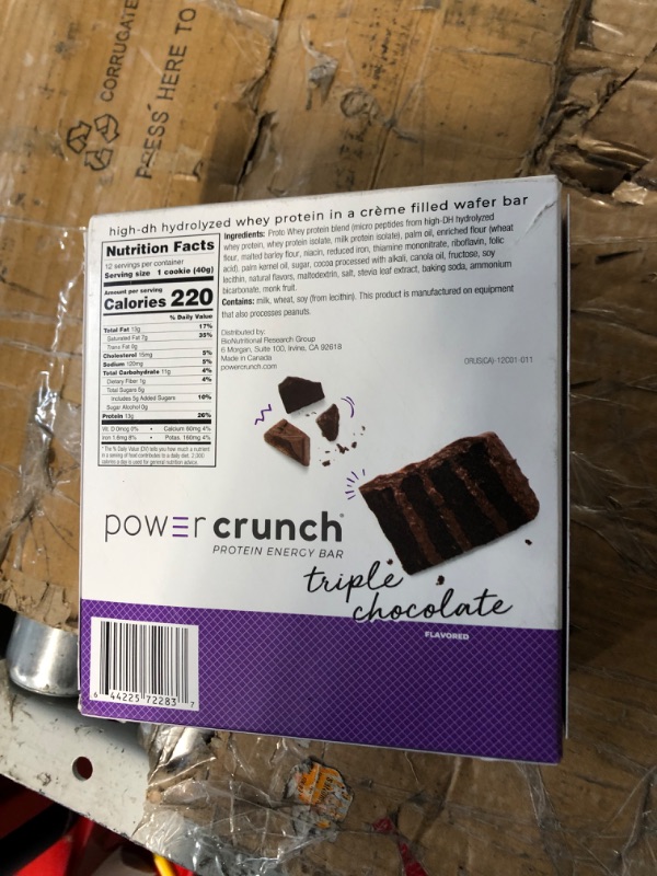 Photo 3 of Power Crunch Protein Wafer Bars, High Protein Snacks with Delicious Taste, Triple Chocolate, 1.4 Ounce (12 Count)