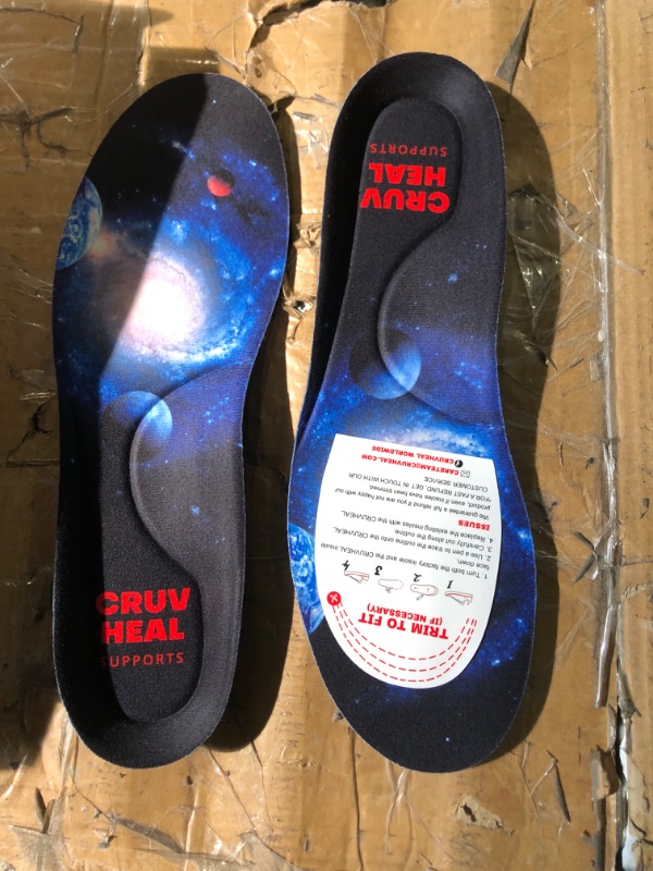 Photo 2 of (2023) Plantar Fasciitis Arch Support Insoles - Deep Heel Cup - Inserts for Men Women Shoes - Heel Pain Relief - Flat Feet - Balance Improvement - Pain Prevention (XL, Planets) Blue XL[Men 11-13.5 / Women 12-14.5]