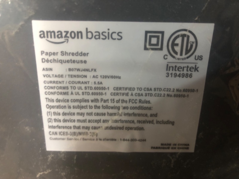 Photo 2 of Amazon Basics 24-Sheet Cross-Cut Paper, CD and Credit Card Home Office Shredder with Pullout Basket 24 Sheet Shredder