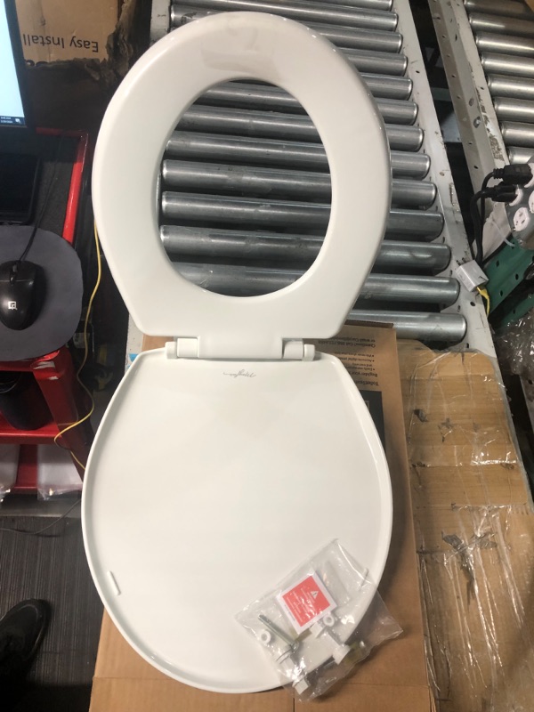 Photo 4 of MAYFAIR 880SLOW 000 Caswell Toilet Seat will Slowly Close and Never Loosen, ROUND, Long Lasting Plastic, White & Fluidmaster 7115 Replacement Toilet Bolt Caps In White 1 Pack - ROUND Toilet Seat + Bolt Caps