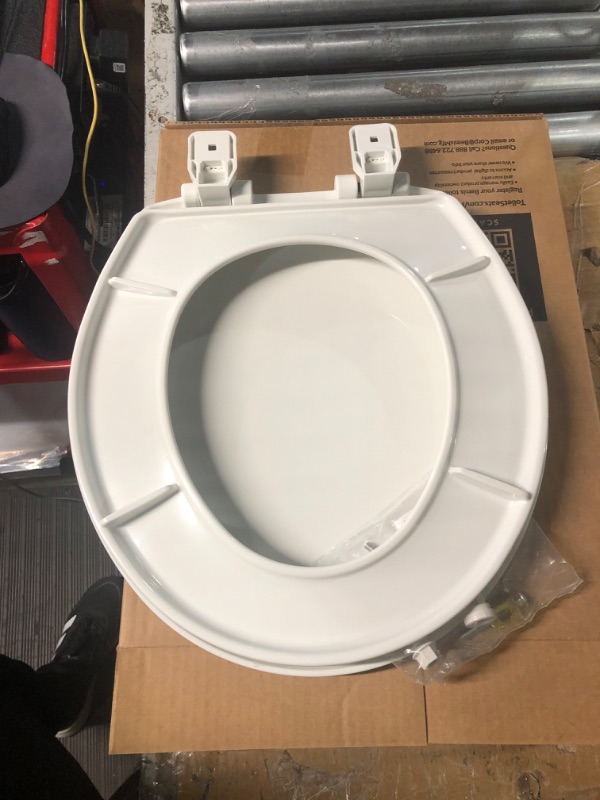 Photo 5 of MAYFAIR 880SLOW 000 Caswell Toilet Seat will Slowly Close and Never Loosen, ROUND, Long Lasting Plastic, White & Fluidmaster 7115 Replacement Toilet Bolt Caps In White 1 Pack - ROUND Toilet Seat + Bolt Caps