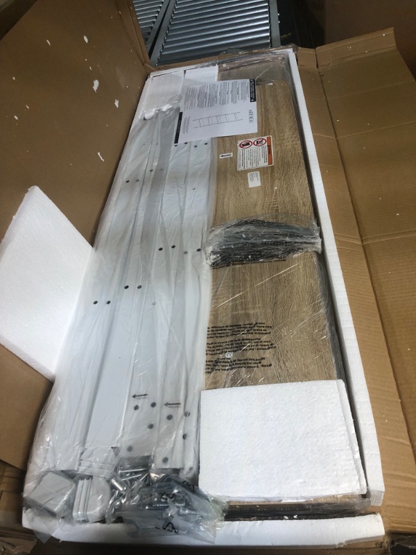 Photo 1 of mDesign 5-Tier Leaning Ladder Bookshelf - Rustic Ladder-Style Shelf Bookcase - Decorative Slanted Storage Rack w/Composite Wood Shelves for Bathroom, Living Room - Ladder Shelves - White/Modern Oak