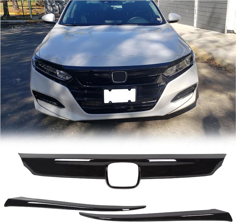 Photo 1 of KUAFU Front Grille Cover Set Compatible with 2018-2020 Honda 10th Accord Sedan 4DR w/Eyelid Cover Upper Grill Molding Trim