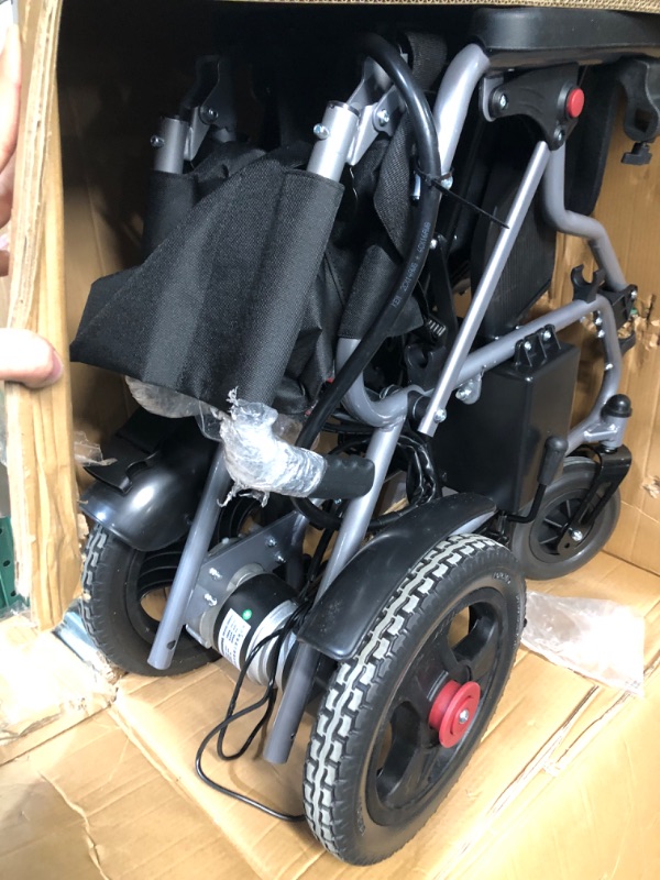 Photo 8 of Electric Wheelchair for Adults Lightweight Foldable Power Wheelchairs, All Terrain Motorized Wheelchair with One-Click Mute Function and SOS Alert Button, 9 mi Cruise Range, Airline Approved