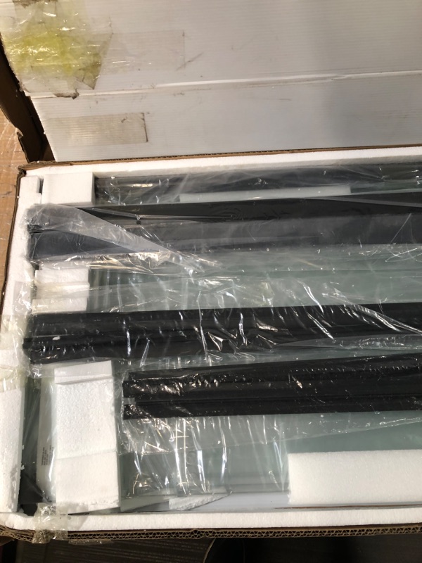 Photo 1 of GETPRO Bathtub Shower Door Semi-Frameless Foldable Hinged Bath Tub Glass Door for Shower with Tempered Coating Glass Panel Matte Black Size 51" W x 59" H 51"W x 59"H Matte Black