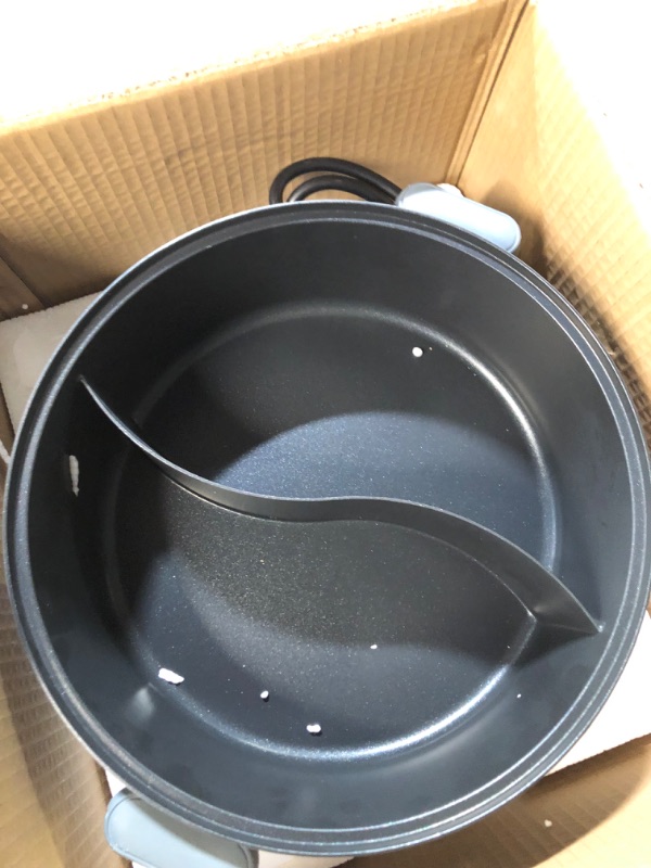 Photo 1 of Dezin Electric Hotpot Pot with Divider, 5L Double-Flavor Shabu Shabu Pot, Dual Sided Removable Non-Stick Electric Pot, 3" Depth Chinese Hot Pot with Multi-Power Control, 2 Silicone Ladles Included