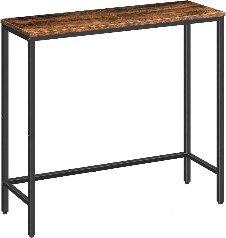 Photo 1 of **PARTS ONLY/SALE FINAL**
**NON-REFUNDABLE** // **SALE FINAL**  HOOBRO Narrow Console Table, 29.5" Small Entryway Table, Thin Sofa Table, Side Table, Display Table, for Hallway, Bedroom, Living Room, Foyer, Rustic Brown and Black BF75XG01
