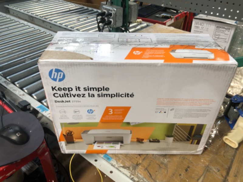 Photo 3 of HP DeskJet 2755e Wireless Color All-in-One Printer with bonus 6 months Instant Ink (26K67A), white