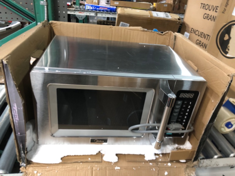 Photo 3 of ***PARTS ONLY/NON-RETURNABLE***DAMAGED/SCRATCHED RIGHT OUTSIDE WALL***PICTURED***
Midea Equipment 1025F1A Countertop Commercial Microwave Oven with Touch Control, 1000W, Stainless Steel.9 CuFt .9 cu ft Touchpad