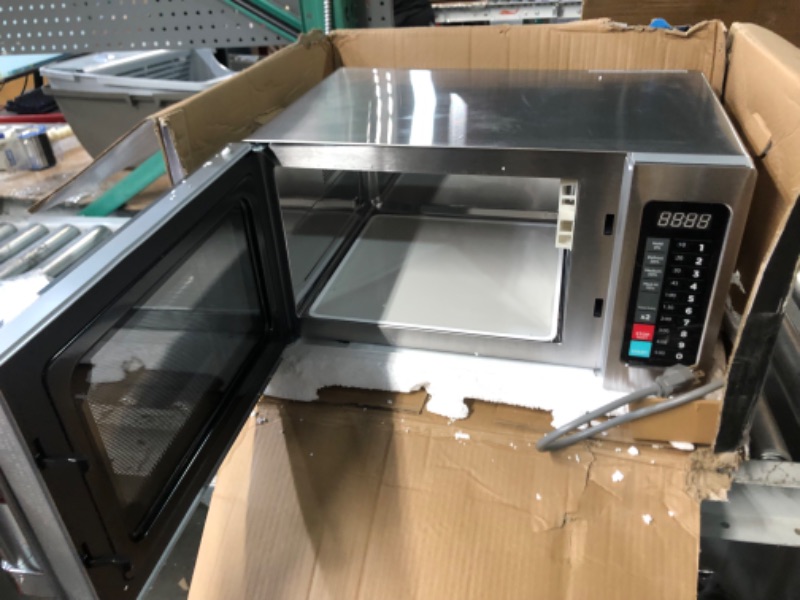 Photo 1 of ***PARTS ONLY/NON-RETURNABLE***DAMAGED/SCRATCHED RIGHT OUTSIDE WALL***PICTURED***
Midea Equipment 1025F1A Countertop Commercial Microwave Oven with Touch Control, 1000W, Stainless Steel.9 CuFt .9 cu ft Touchpad