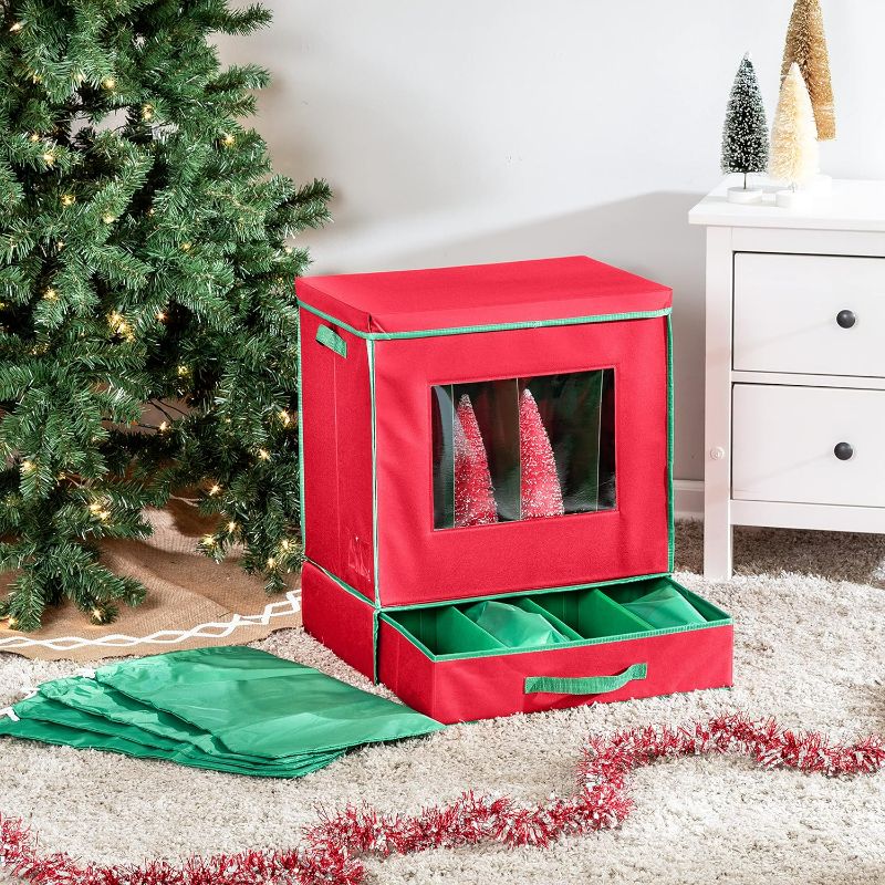 Photo 5 of (READ FULL POST) Honey-Can-Do Holiday Decorations Storage Box with Handles, Red SFT-09191 Red