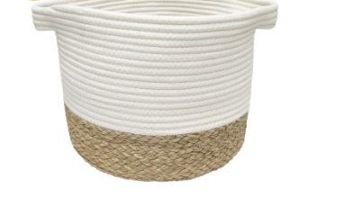 Photo 1 of allen + roth Rope and sea grass 12-in W x 9.5-in H x 12-in D Beige and Natural Sea Grass Basket