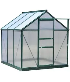 Photo 1 of **SEE NOTES**
Outsunny 6' x 6' x 6.5' Polycarbonate Greenhouse, Heavy Duty Outdoor Aluminum Walk-in Green House Kit with Rain Gutter, Vent and Door for Backyard Garden, Gray
