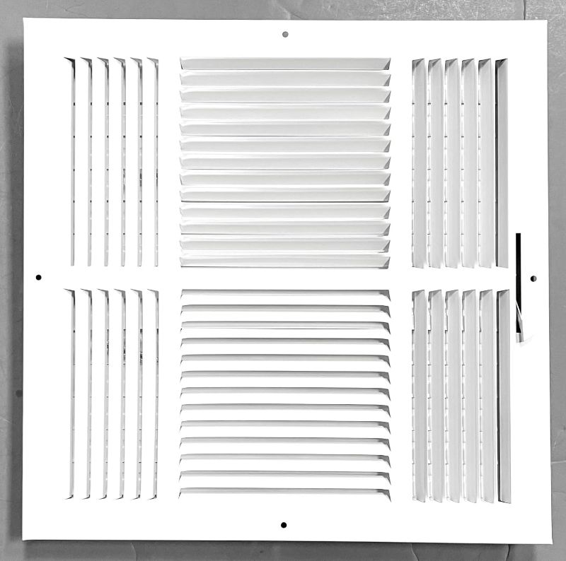 Photo 3 of 14" X 14" 2-Way-Vertical AIR Supply Grille - Vent Cover & Diffuser - Flat Stamped Face - White [Outer Dimensions: 15.75"w X 15.75"h] 14 x 14 - 2 Way White