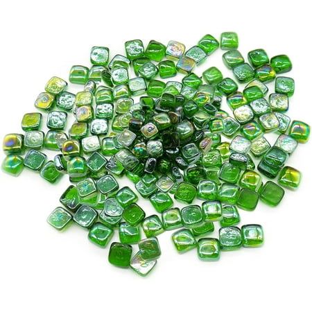 Photo 1 of Koltose by Mash - Square Fire Glass Green 1 Inch Tempered Fire Pit Glass 10 Lbs