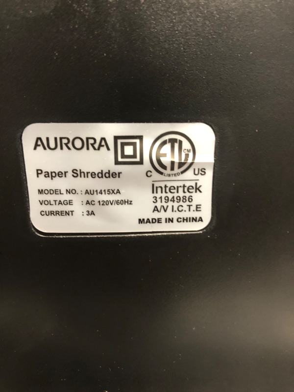 Photo 2 of Aurora AU1415XA 14-Sheet Crosscut Paper/CD and Credit Card Shredder/ 5-Gallon pullout Basket/ 10 Minutes Continuous Run Time 14-Sheet CrossCut Shredder