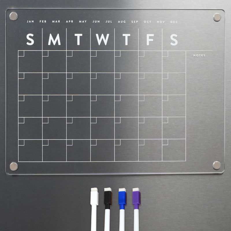 Photo 1 of Filled Home - Magnetic Acrylic Calendar for Fridge Includes 4 Dry Erase Markers - 12in x 16in