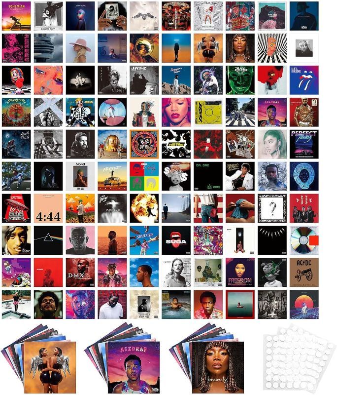 Photo 2 of  Album Cover Poster Aesthetic Pictures Wall Collage Kit, 5x5 inch Room Decor for Bedroom, VSCO Room,