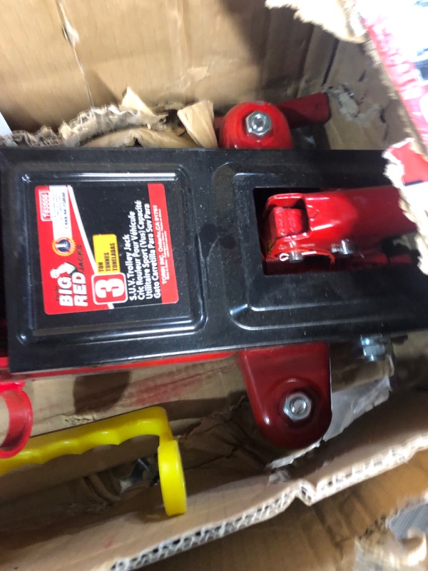 Photo 3 of Bundle of BIG RED T83006 Torin Hydraulic Trolley Service/Floor Jack with Extra Saddle, 3 Ton (6,000 lb) Capacity + BIG RED T43202 Torin Steel Jack Stands, 3 Ton (6,000 lb) Capacity, 2 Stands Red + Jack Stands