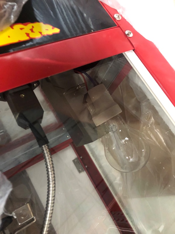 Photo 1 of Popcorn Maker, Nostalgic Retro Style Popcorn Machine with 8 Oz Stainless Steel Kettle, Exterior Protected by Tempered Glass Door, Suitable for Movie Theater Commercial or Family Dinners, Red