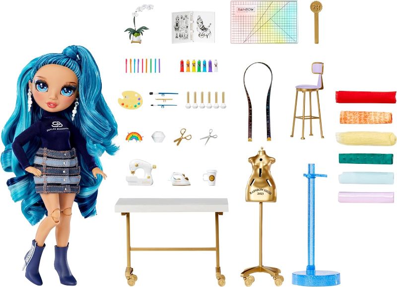 Photo 3 of (READ FULL POST) Rainbow High Dream & Design Fashion Studio Playset. Fashion Designer Playset with Exclusive Blue Skyler Doll. Plus Easy No Sew Fashion Kit. Gift for Kids 4-12 & Collectors