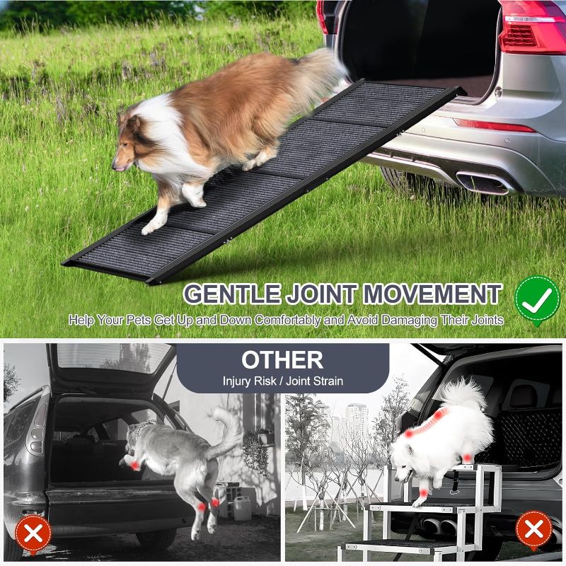 Photo 4 of (READ FULL POST) Dog Ramp for Car, 63" Long & 17" Wide Folding Portable Pet Stair Ramp with Non-Slip Rug Surface, Extra Wide Dog Steps for Medium & Large Dogs Up to 250LBS Enter a Car, SUV & Truck
