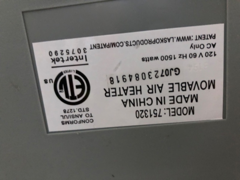 Photo 5 of ***NONREFUNDABLE - NOT FUNCTIONAL - FOR PARTS ONLY - SEE COMMENTS***
Oscillating Ceramic Tower Space Heater 22.5 Inches, Grey/Black, 1500W, 751320